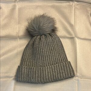 Banana Republic Gray Pom Pom Beanie Hat OS